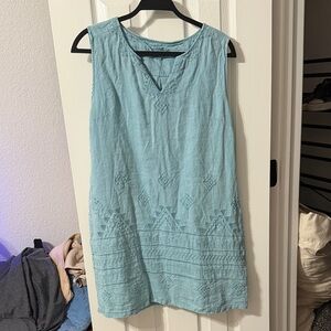 Sleeveless Light Blue  Linen Dress XL